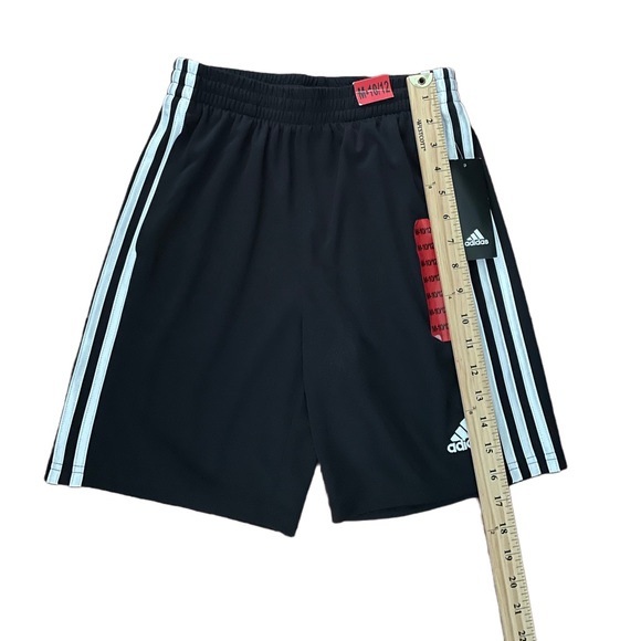 Adidas Kids Black/White 3 Stripes Shorts Size:10/12 (NWT) - Picture 3 of 4